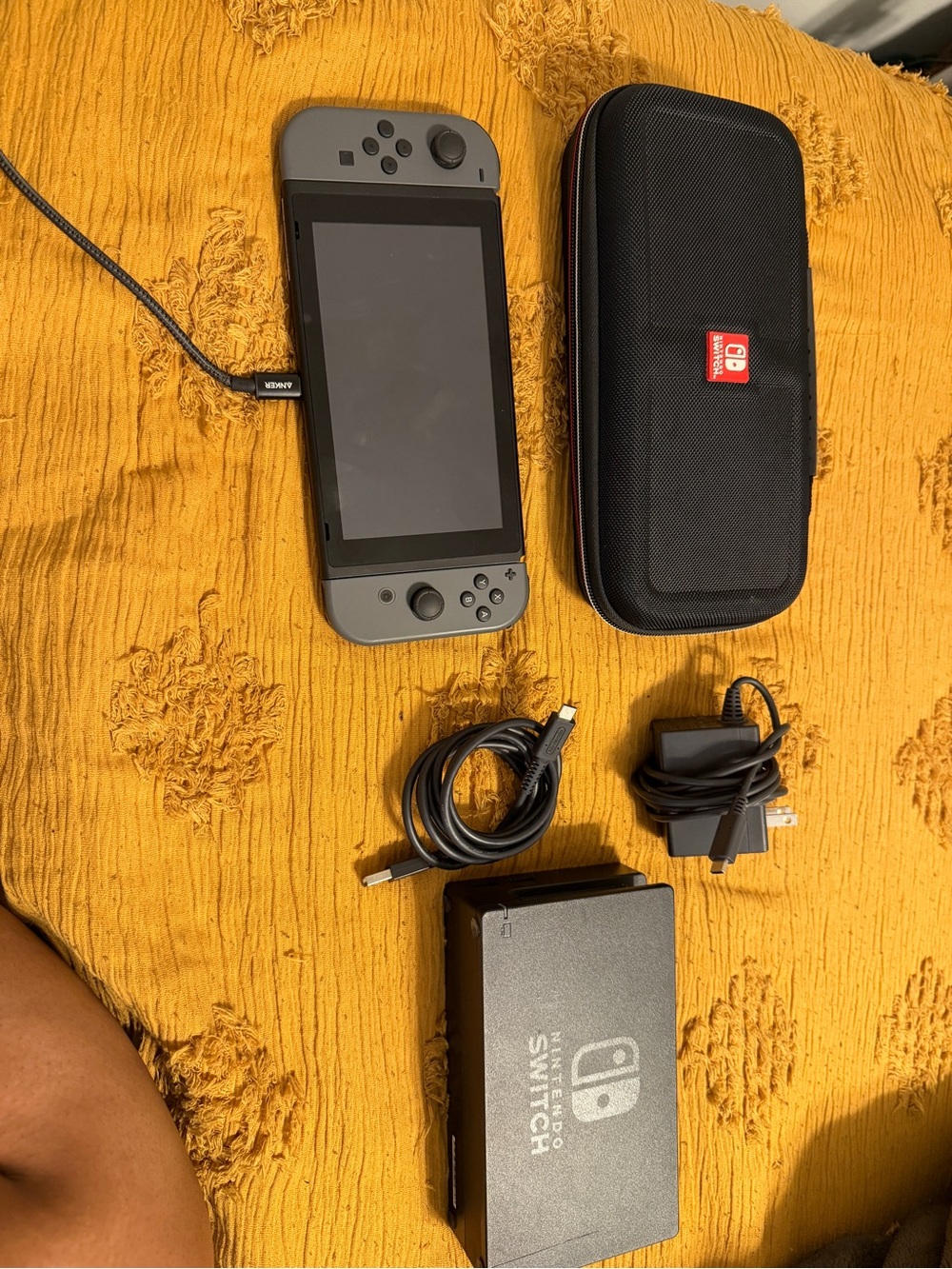 Nintendo Switch Console Bundle in Gray with Black Carry Case and Accessories
